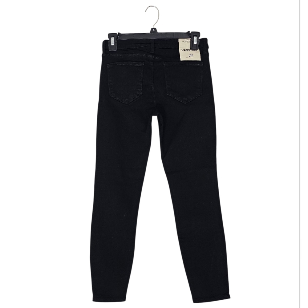 L'agence Emmanuelle Mid Rise Cropped Zipper Moto Y2K Black Skinny Jeans 25 NWT - Picture 2 of 9